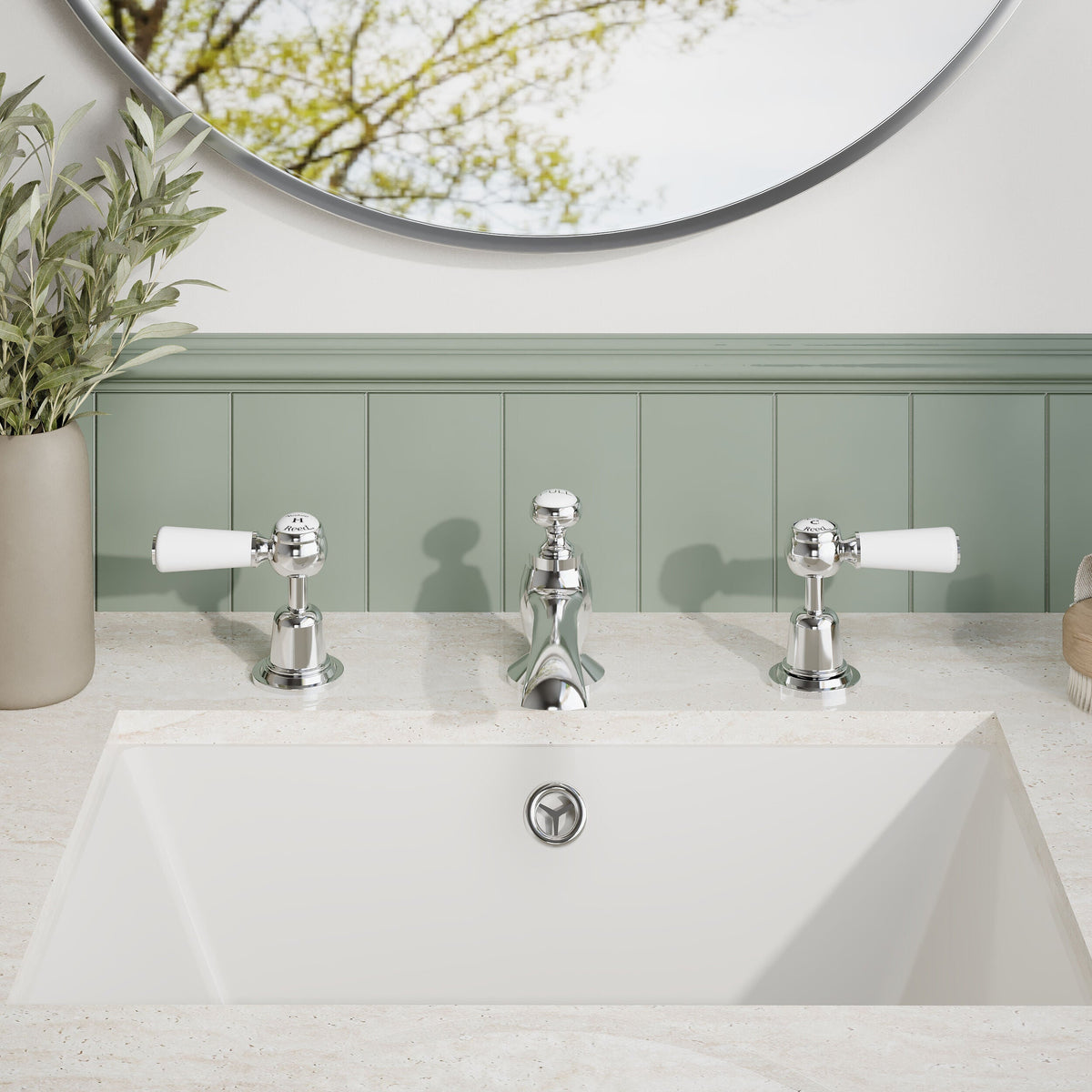 Claremont Topaz 3-Hole Deck Mounted Lever Basin Mixer Tap with Pop Up Waste