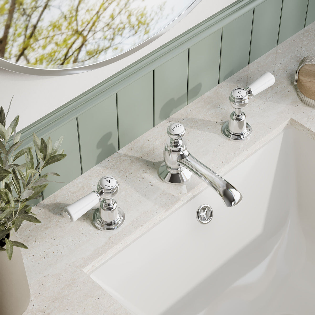 Claremont Topaz 3-Hole Deck Mounted Lever Basin Mixer Tap with Pop Up Waste