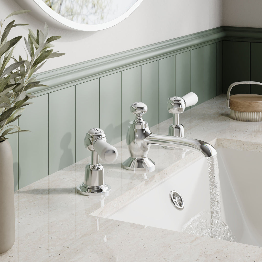 Claremont Topaz 3-Hole Deck Mounted Lever Basin Mixer Tap with Pop Up Waste