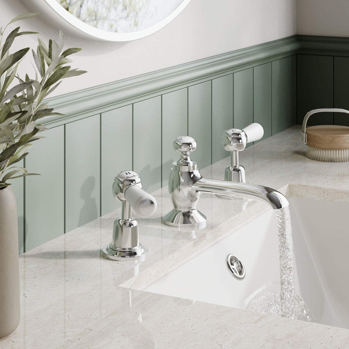 Claremont Topaz 3-Hole Deck Mounted Lever Basin Mixer Tap with Pop Up Waste