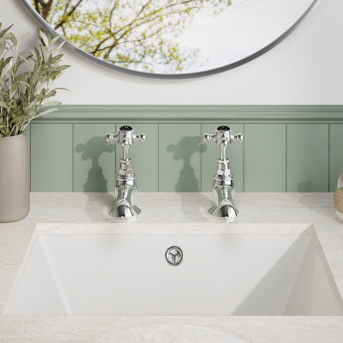 Claremont Topaz Hexagonal Crosshead Basin Pillar Taps