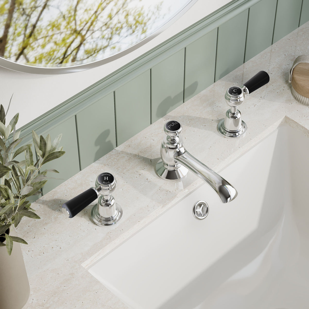 Claremont Topaz 3-Hole Deck Mounted Lever Basin Mixer Tap with Pop Up Waste