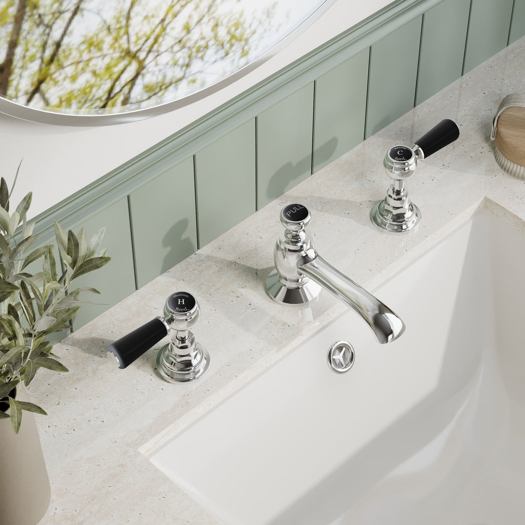 Claremont Topaz 3 Hole Dual Lever Basin Mixer Tap with Pop Up Waste