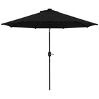 9ft Solar Patio Umbrella Outdoor Sunshade 24 LED Lights Tilt Canopy, Black