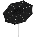 9ft Solar Patio Umbrella Outdoor Sunshade 24 LED Lights Tilt Canopy, Black