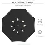 9ft Solar Patio Umbrella Outdoor Sunshade 24 LED Lights Tilt Canopy, Black