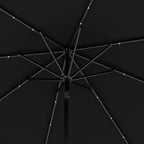 9ft Solar Patio Umbrella Outdoor Sunshade 24 LED Lights Tilt Canopy, Black