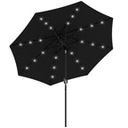 9ft Solar Patio Umbrella Outdoor Sunshade 24 LED Lights Tilt Canopy, Black