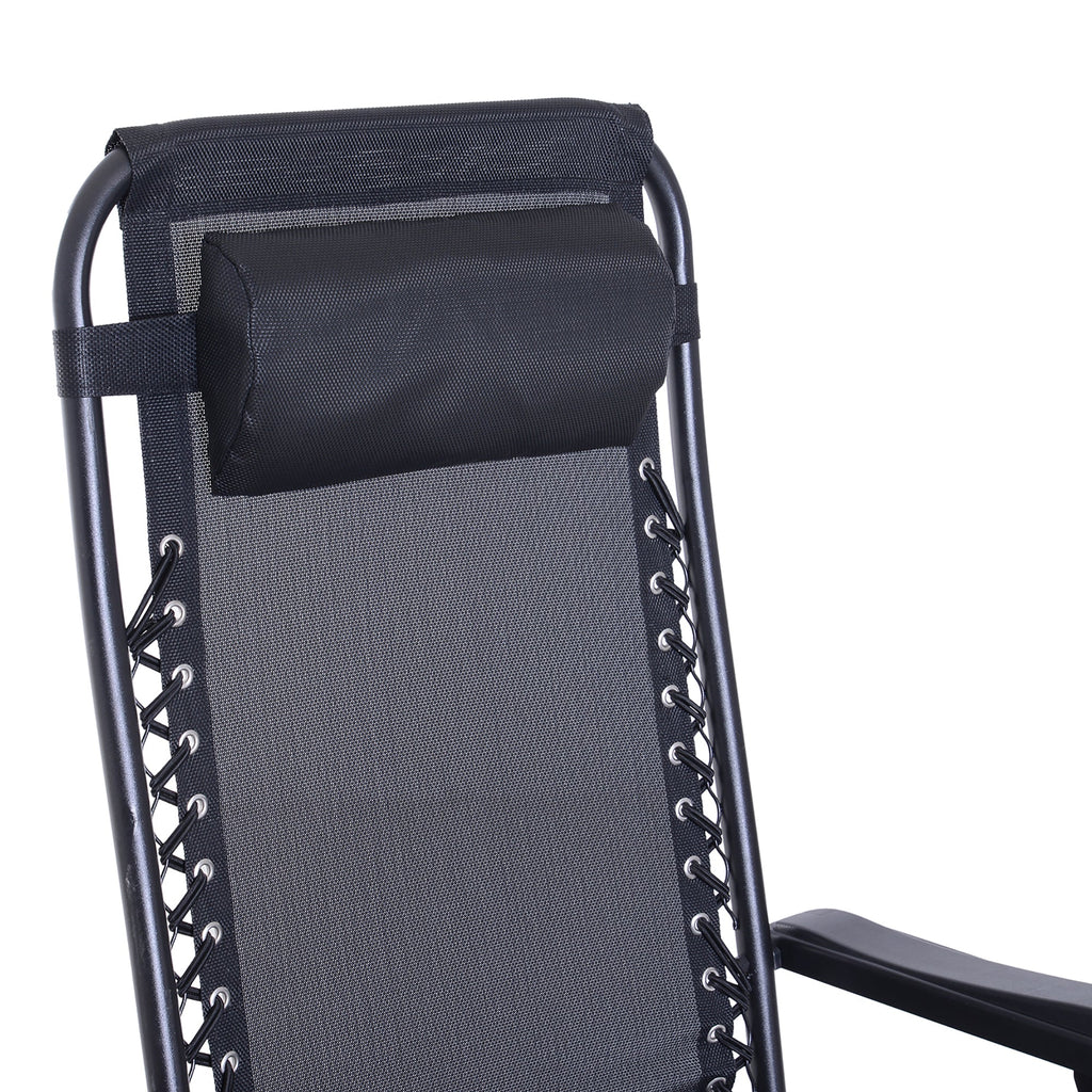 Foldable Reclining Zero Gravity Rocker, Pillow, Cup & Phone Holder, Black