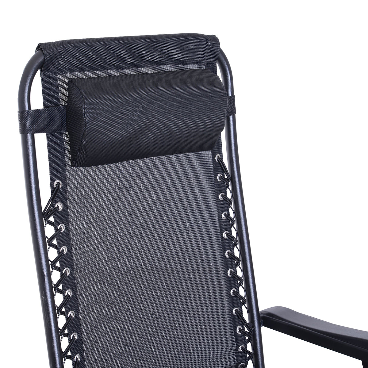 Foldable Reclining Zero Gravity Rocker, Pillow, Cup & Phone Holder, Black