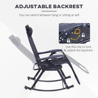 Foldable Reclining Zero Gravity Rocker, Pillow, Cup & Phone Holder, Black