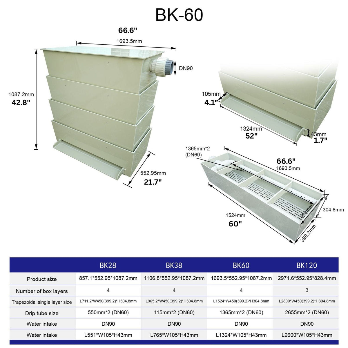 Fish Pond Bakki Shower Trickle Filter Drip Box Filters Ponds Up To 14,400 Gallons At 16,100 Gallons Per Hour(GPH)