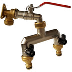 15mm Brass Wall Flange Kit with Lever Tap + Quick Connect Metal Splitter