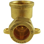 15mm Brass Wall Flange Kit with 15mm Barbed Polished Brass Tap
