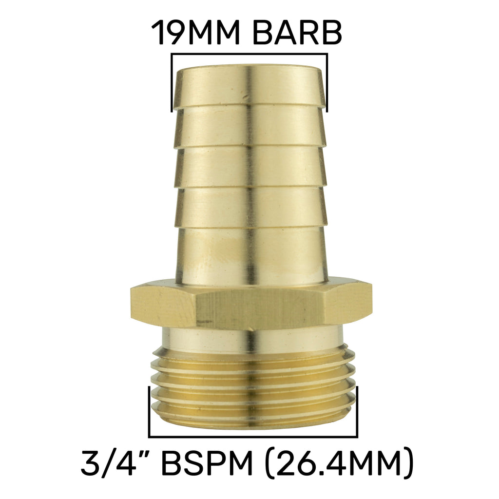 19mm Brass Barb with BSPF-Quick Connect Valve & Hose Connector 16mm Barb