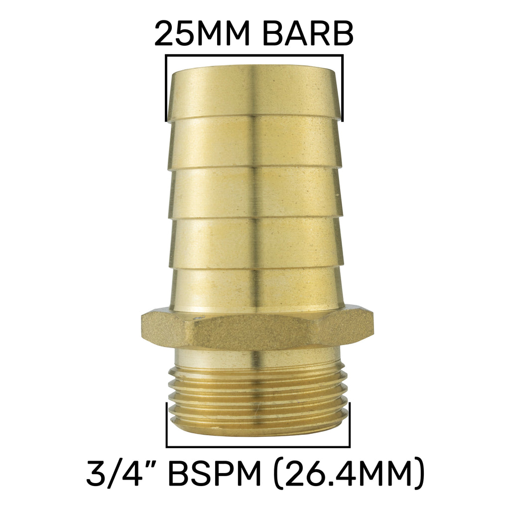 25mm Brass Barb with In-Line BSPF Threaded Valve