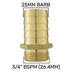 25mm Brass Barb with BSPF-Quick Connect Valve & Hose Connector 3/4" BSPM
