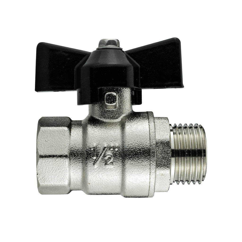 Brass Nickel-Plated Butterfly Valve 1/2" BSPM-F