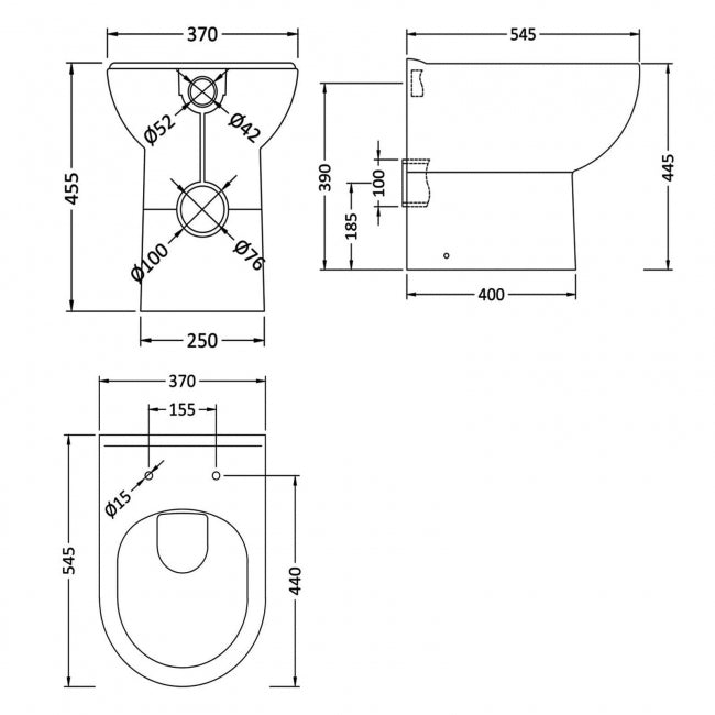 Clinton Comfort Height Back to Wall Toilet With Seat - White