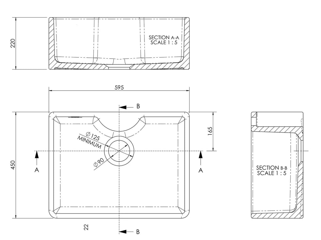 Inspire Single Bowl Butler Sink With Offset Waste And Tap Ledge - White