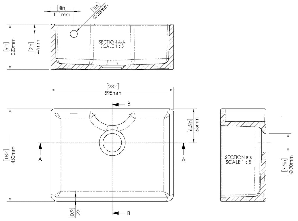 Inspire Single Bowl Butler Sink With Tap Ledge And Overflow - White