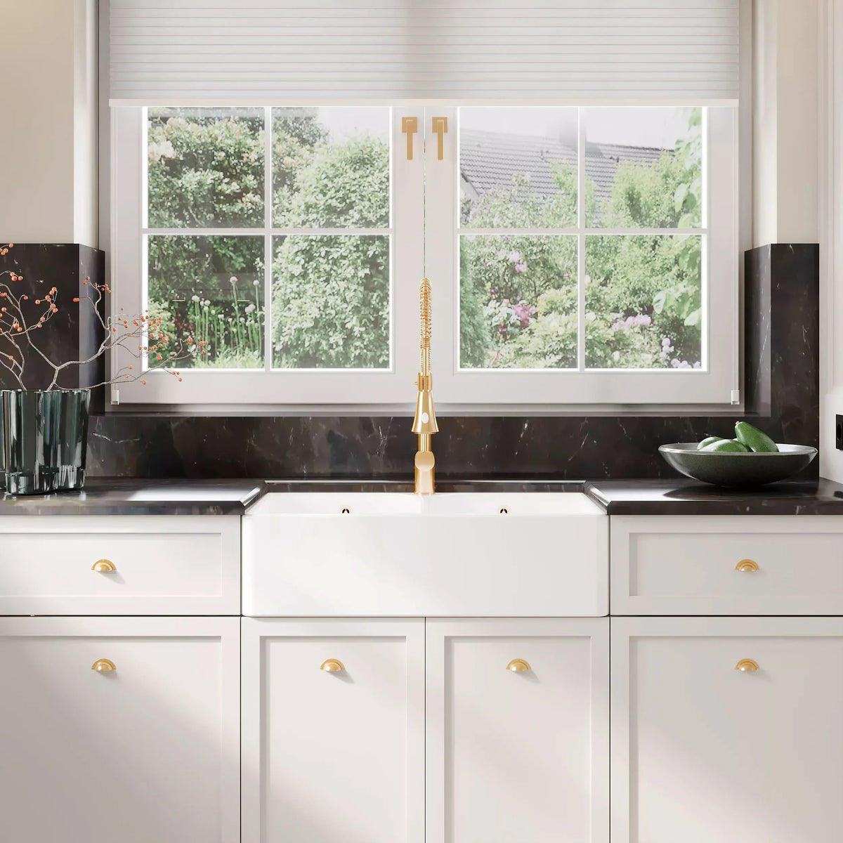 Inspire 795mm Double Bowl Butler Sink With Full Weir And Overflow - White