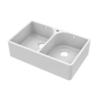 Inspire 795mm Double Bowl Butler Sink With Full Weir And Overflow - 1 Tap Hole - White