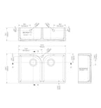 Inspire 795mm Double Bowl Butler Sink With Full Weir And Overflow - 1 Tap Hole - White
