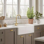 Inspire 795mm Double Bowl Butler Sink With Full Weir And Overflow - 1 Tap Hole - White