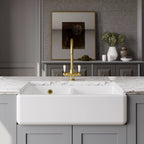 Inspire Double Bowl Traditional Thick Walled Butler Sink - White
