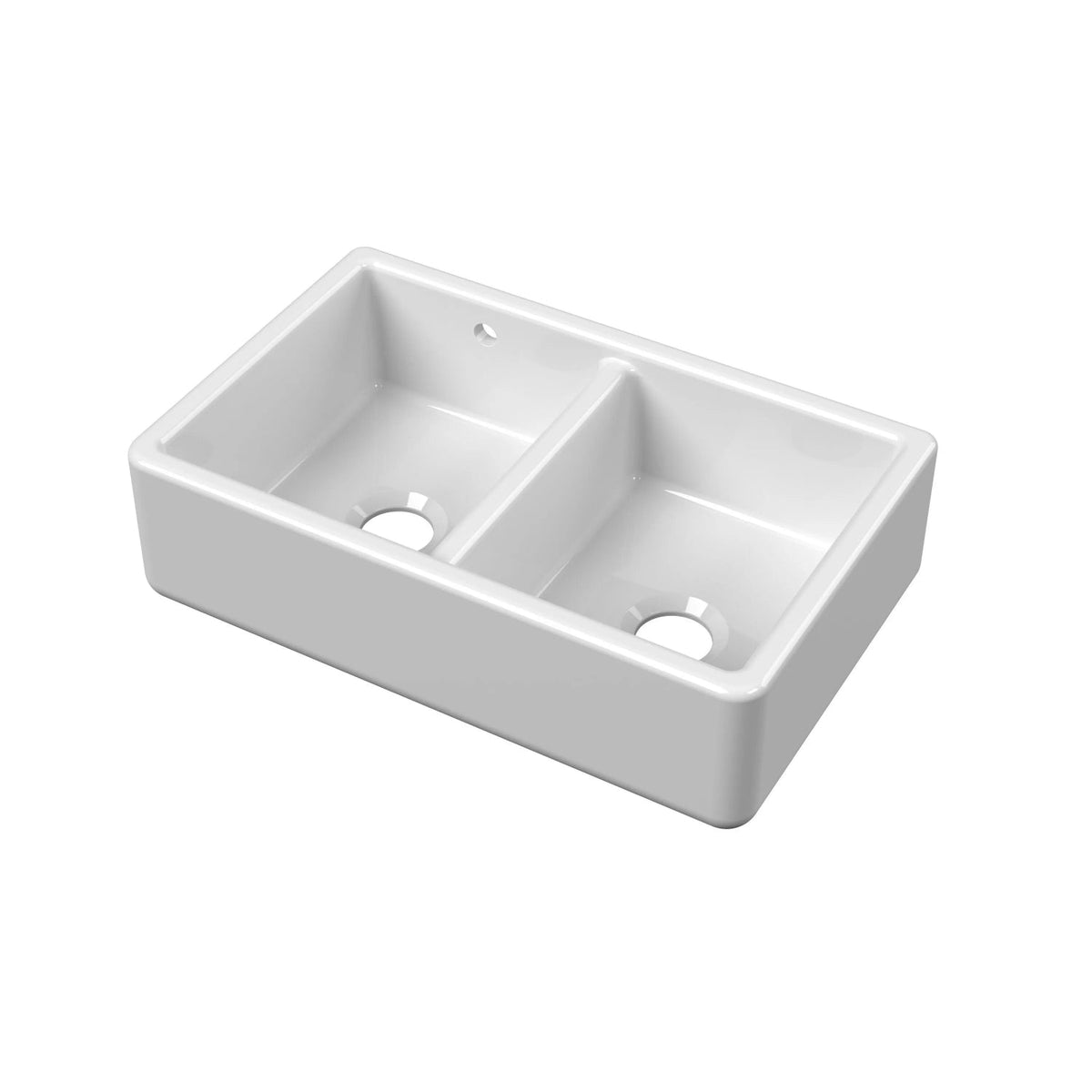 Inspire Double Bowl Traditional Thick Walled Butler Sink - White