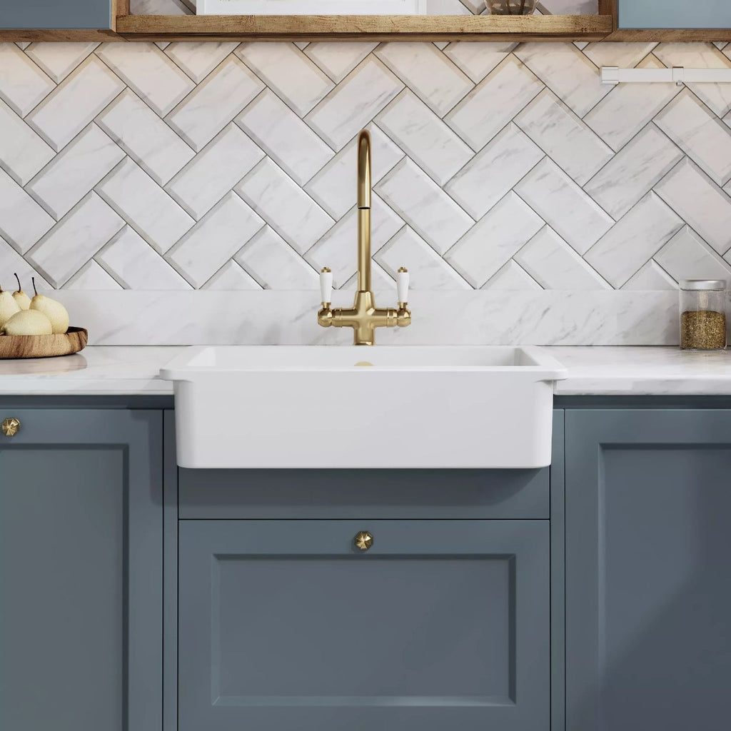 Inspire Single Bowl Overmount Butler Sink - White