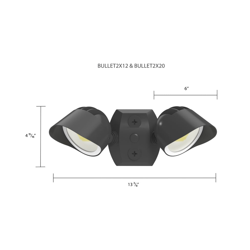 RAB BULLET2X12A Field Adjustable Flood Light 2645 Lumens 24W Selectable CCT 120-277V Bronze