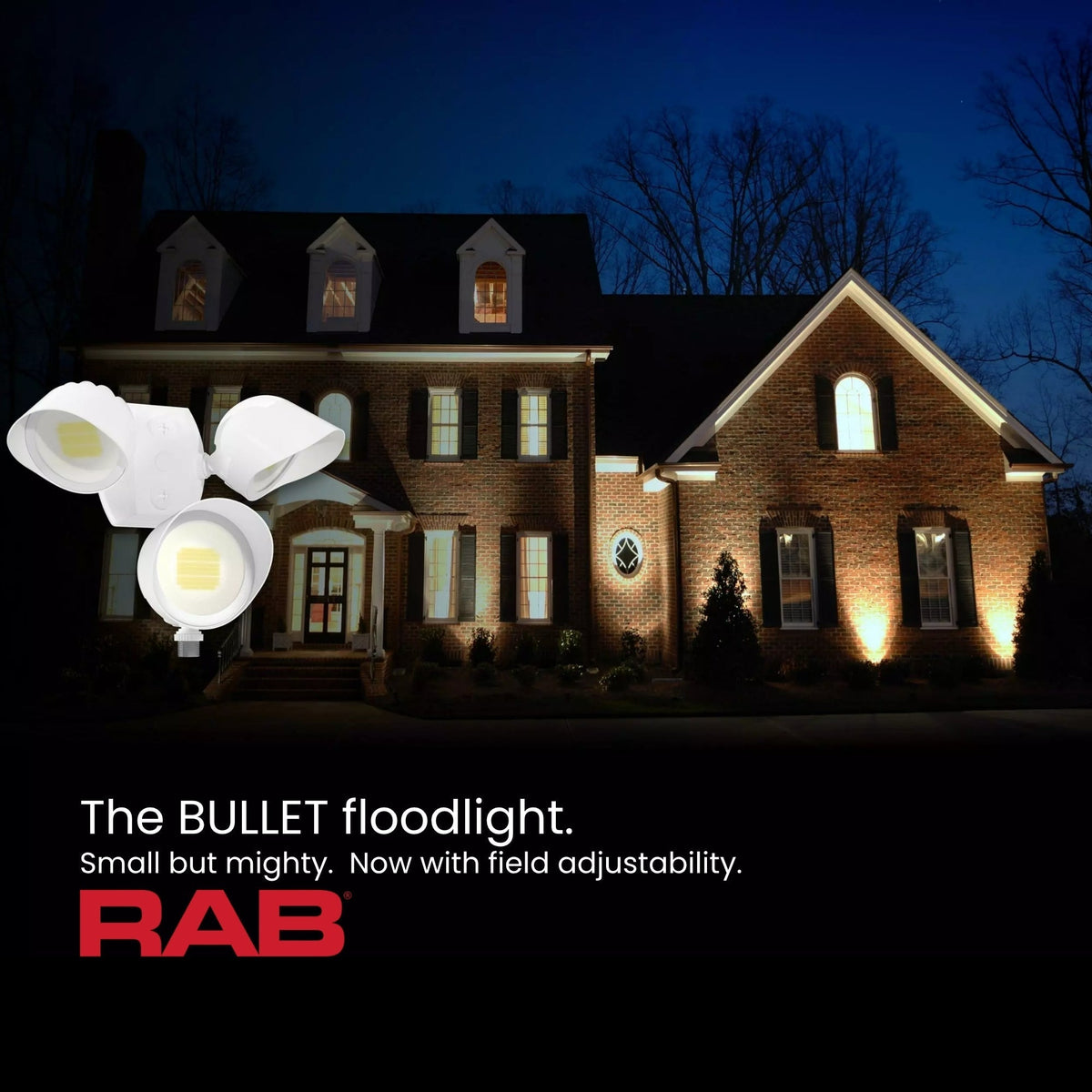 RAB BULLET2X20A Field Adjustable Flood Light 40W 4190 Lumens Selectable CCT 120-277V Bronze