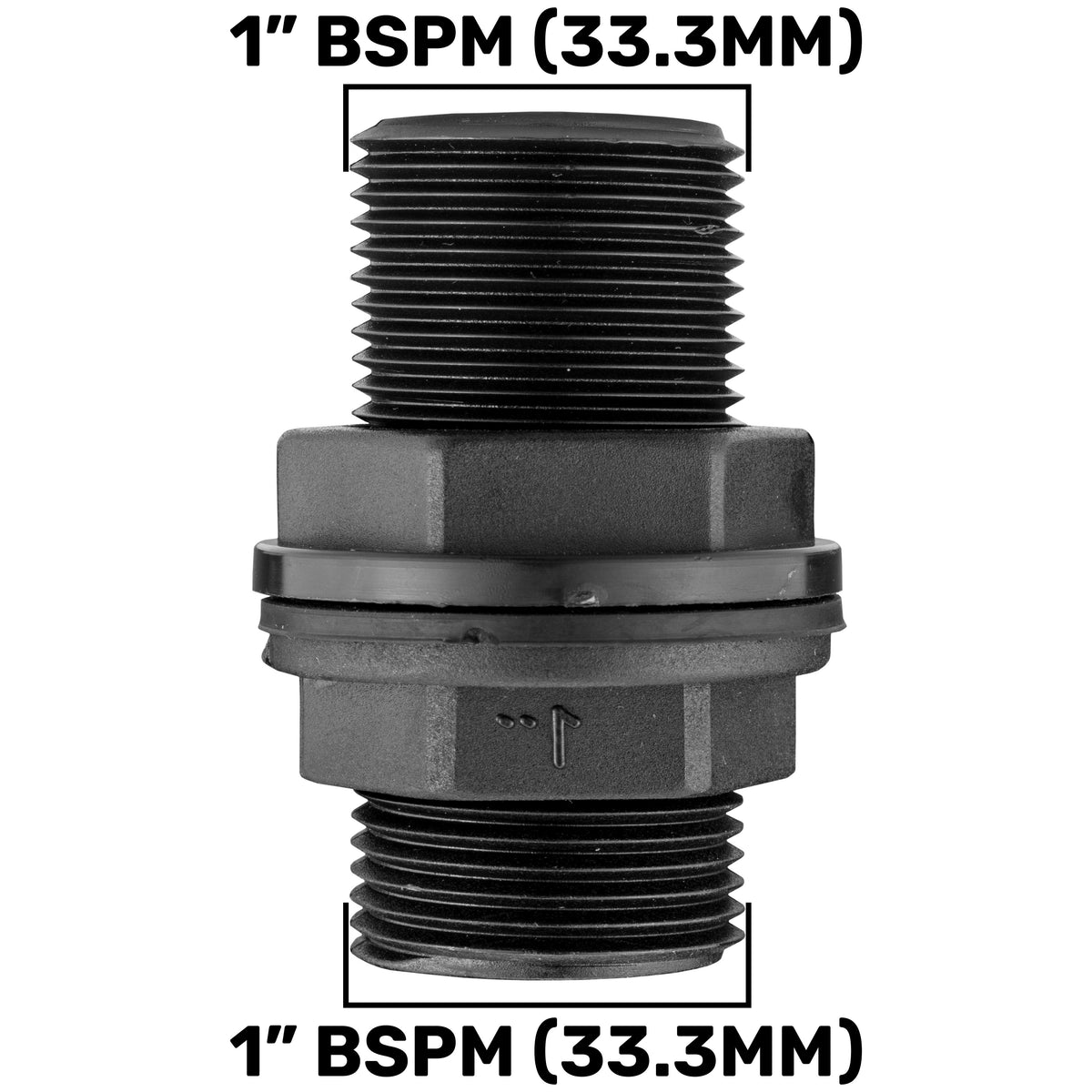 1” BSP Water Butt Fitting with Lever Valve and 25mm Barb Elbow