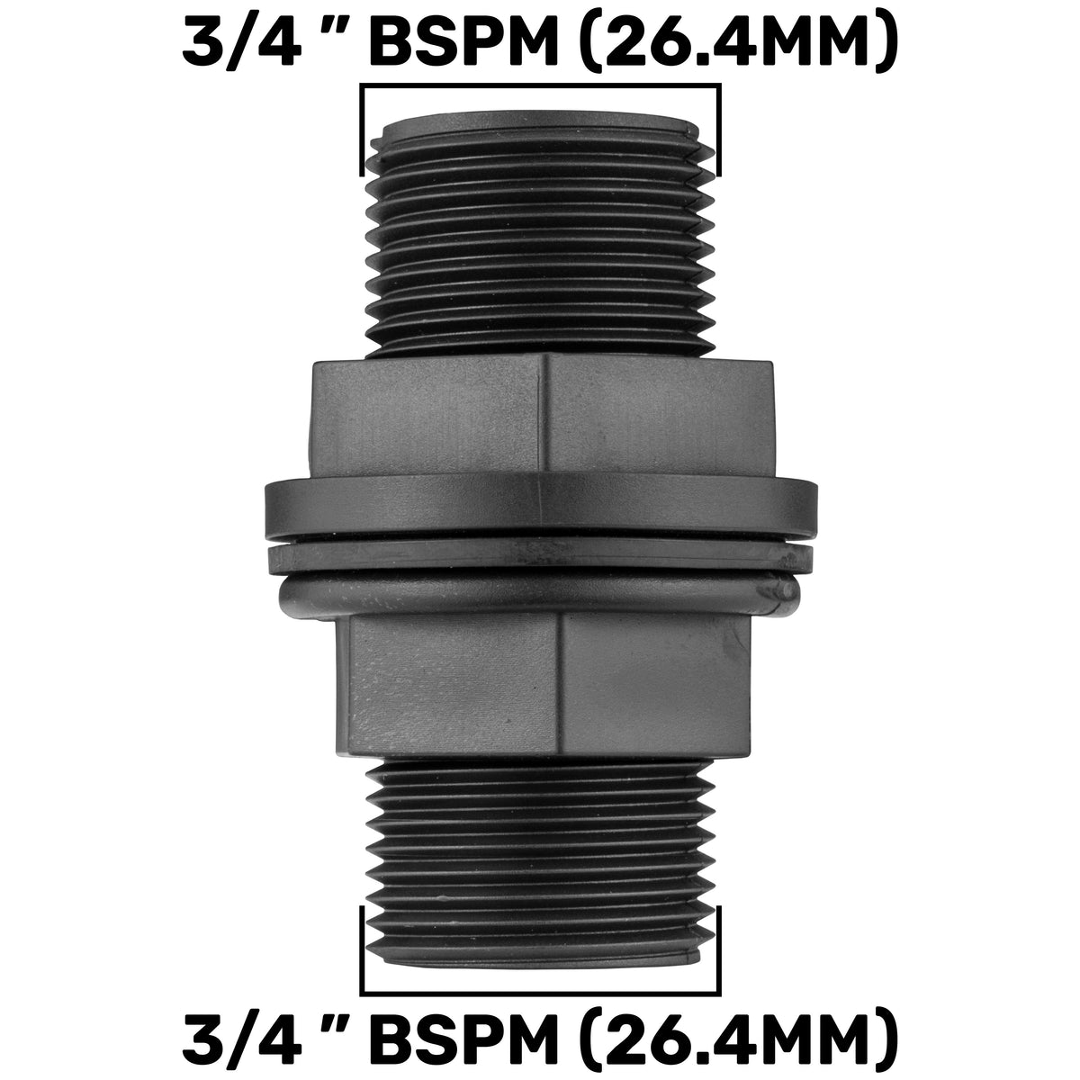 ¾” BSP Water Butt Fitting with Full Flow PP Valve and 20mm MDPE Fitting