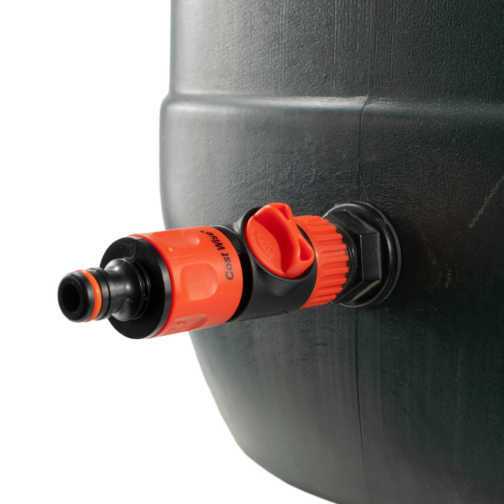 ¾” BSP Water Butt Fitting with Valve and Quick Connect Outlet