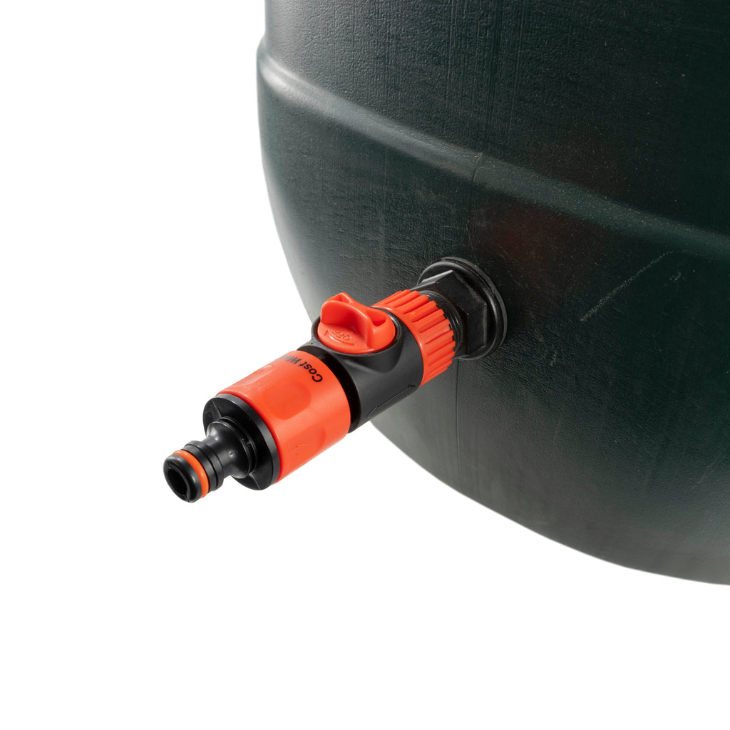 ¾” BSP Water Butt Fitting with Valve and Quick Connect Outlet