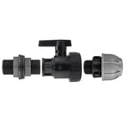 ¾” BSP Water Butt Fitting with Full Flow PP Valve and 32mm MDPE Fitting