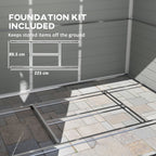 8 x 6ft Plastic Garden Storage Shed w/ Foundation Kit, Ventilation Slots & Lockable Door, Light Grey