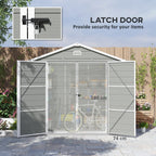 8 x 6ft Plastic Garden Storage Shed w/ Foundation Kit, Ventilation Slots & Lockable Door, Light Grey