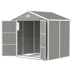8 x 6ft Plastic Garden Storage Shed w/ Foundation Kit, Ventilation Slots & Lockable Door, Light Grey
