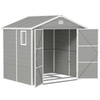 8 x 6ft Plastic Garden Storage Shed w/ Foundation Kit, Ventilation Slots & Lockable Door, Light Grey