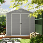 8 x 6ft Plastic Garden Storage Shed w/ Foundation Kit, Ventilation Slots & Lockable Door, Light Grey