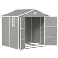 8 x 6ft Plastic Garden Storage Shed w/ Foundation Kit, Ventilation Slots & Lockable Door, Light Grey