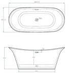Bow Traditional Freestanding Double Ended Bath w/ Integrated Waste - All Colours