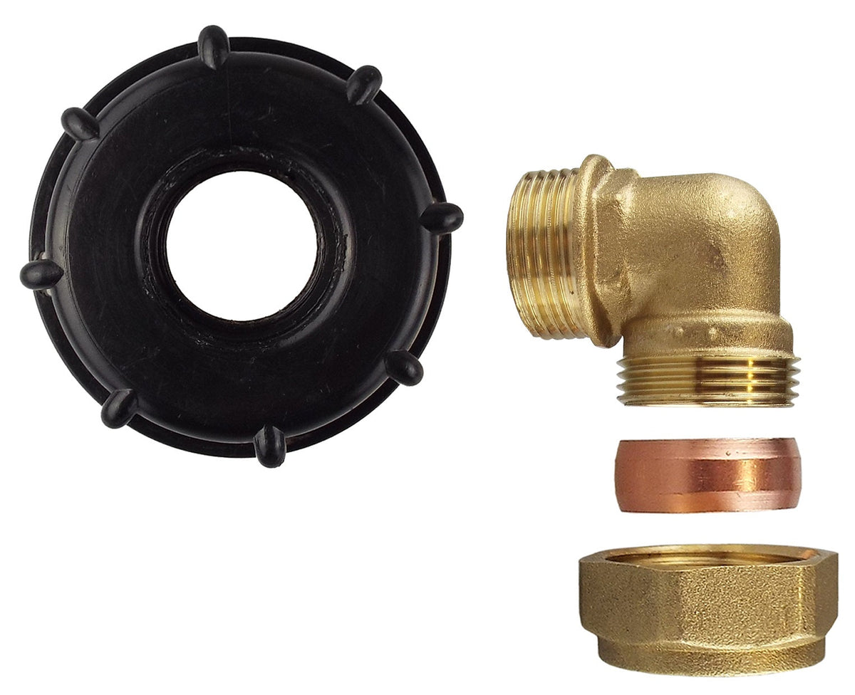 IBC 2” S60X6 Cap with Brass Compression Elbow 1” BSP – 28mm