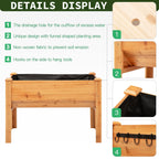 48" x 24" x 32" Raised Garden Bed with Funnel Design & Hooks, 660lb Capacity, Natural