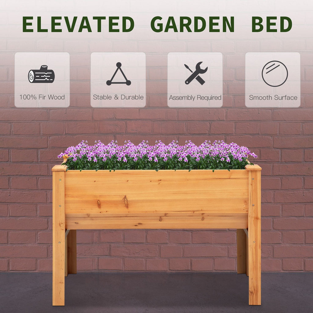 48" x 24" x 32" Raised Garden Bed with Funnel Design & Hooks, 660lb Capacity, Natural
