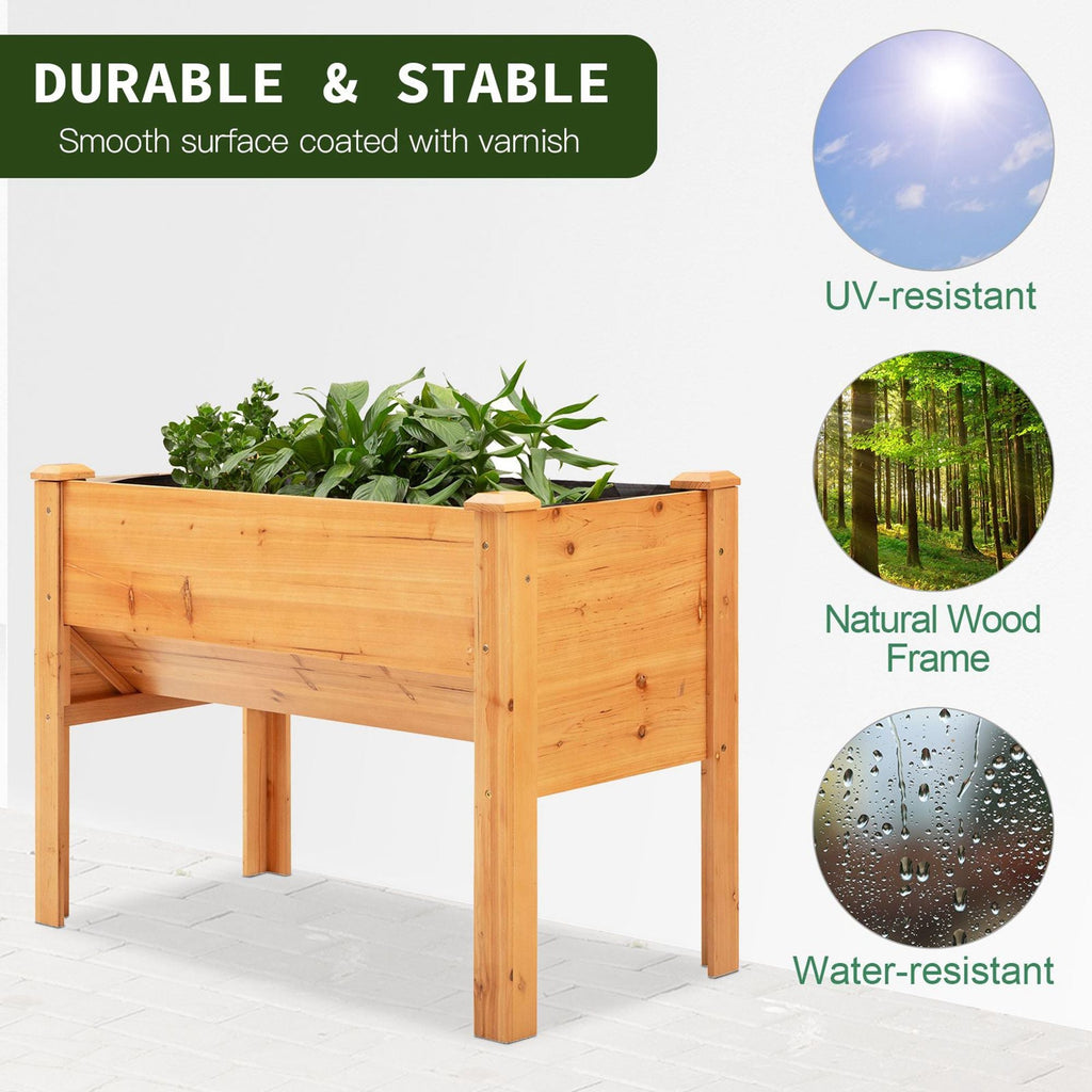 48" x 24" x 32" Raised Garden Bed with Funnel Design & Hooks, 660lb Capacity, Natural